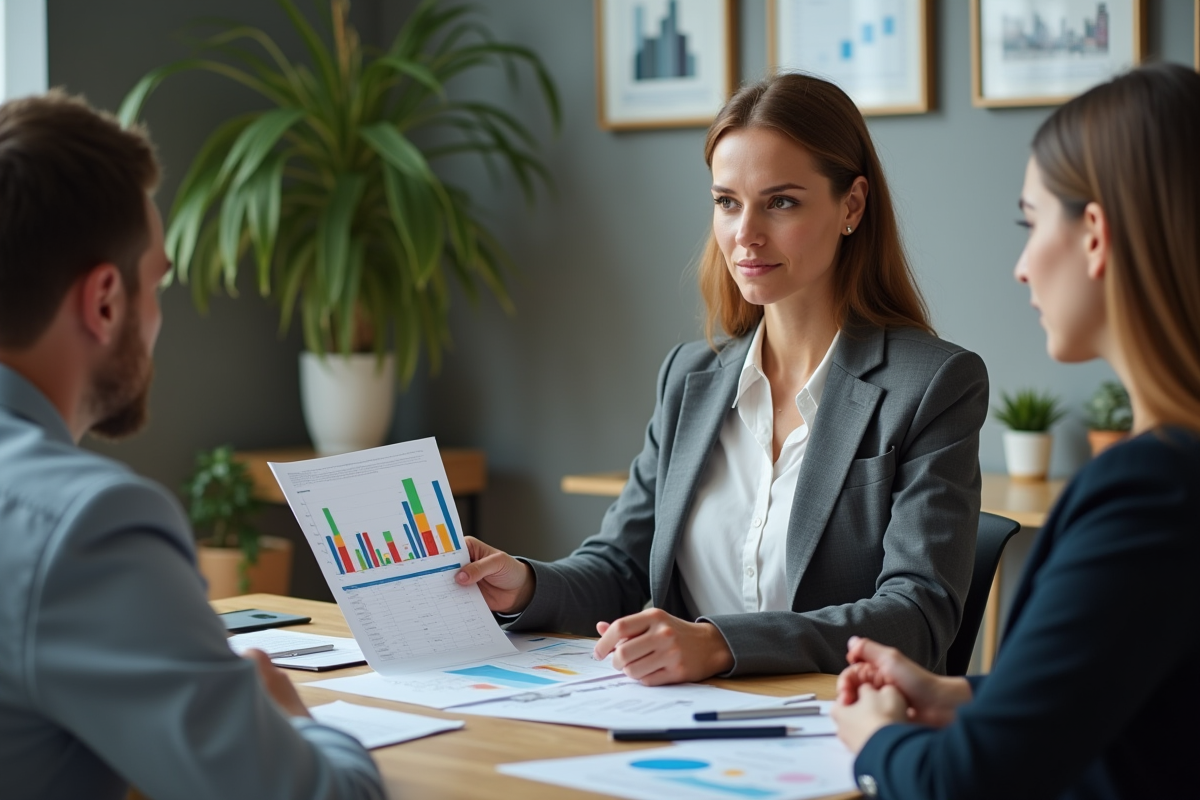 Conseillère financière expliquant un taux d