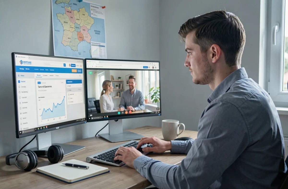 Courtier en ligne de Credixia travaillant depuis un bureau à domicile pour des clients du Tarn-et-Garonne via une plateforme numérique