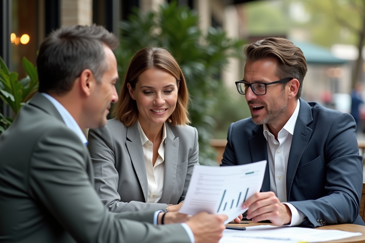 Groupe de collègues discutant autour d