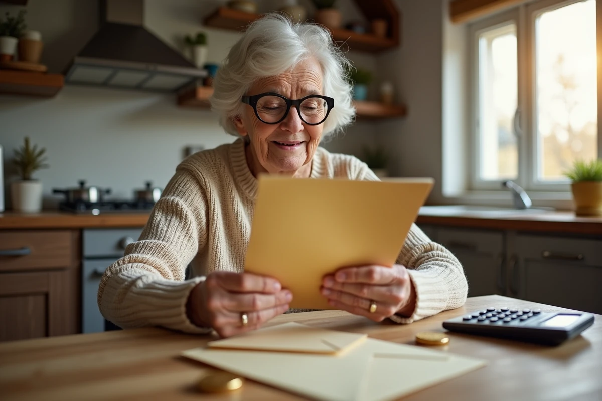 Femme âgée examinant un brochure d