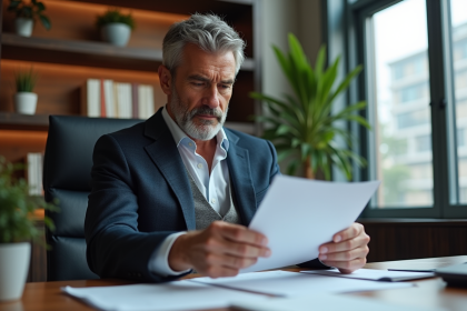 Homme d'affaires en costume dans un bureau moderne