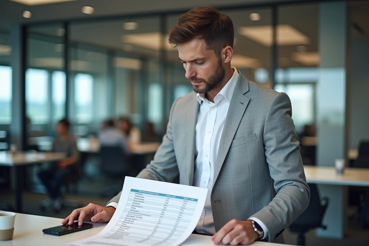 Homme en open space analysant les différences de salaire net selon la situation familiale en 2026