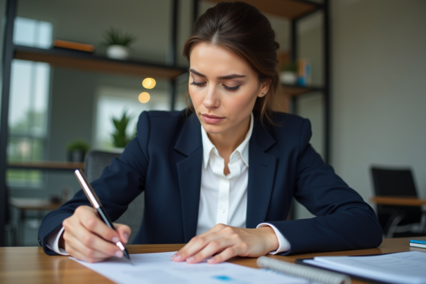 Jeune femme d'affaires en réunion dans un bureau moderne